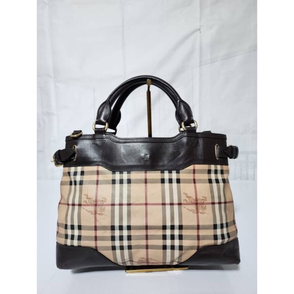 Burberry Handbags - Authentic Burberry Haymarket Check PVC and Leather Small Hepburn Tote Bag